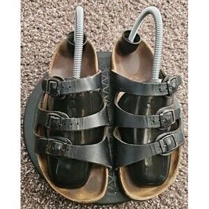 Women Birkenstock 3 Strap Florida Slides In Size 38 Black